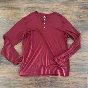 Men's Burgundy Long Sleeve Henley Shirt
